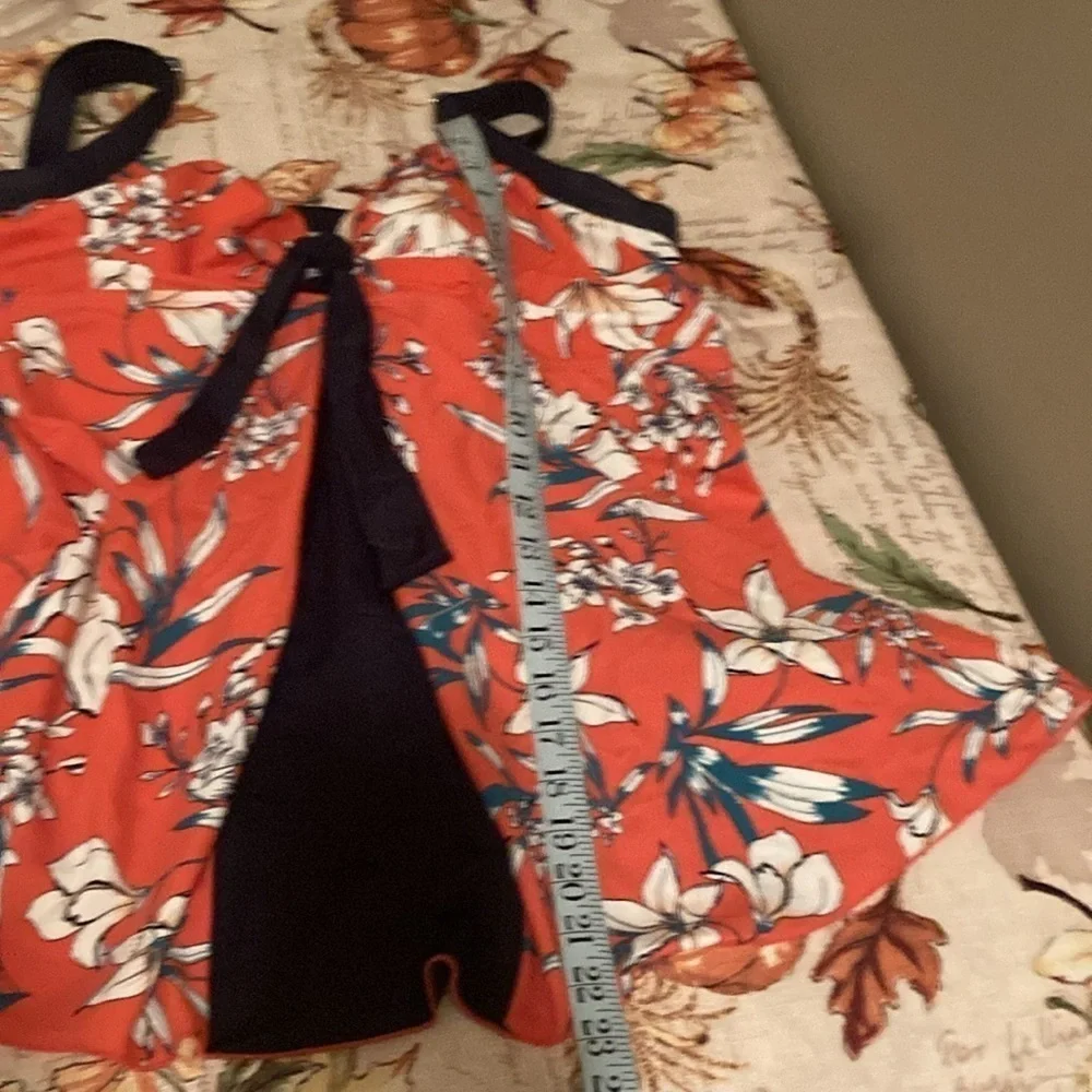 Avenue Floral Swim Top - Orange and‎ Black - 22W